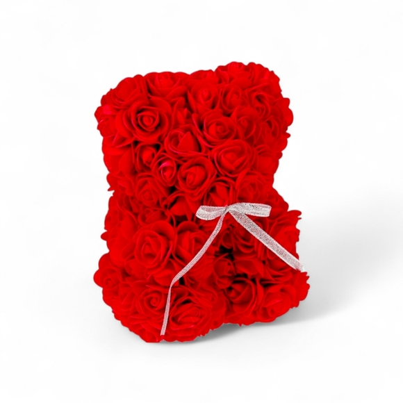 The Unbranded Brand Other - Red Rose Teddy Bear with Ribbon